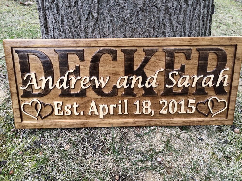 Custom Wood Sign with 2-Toned Hearts